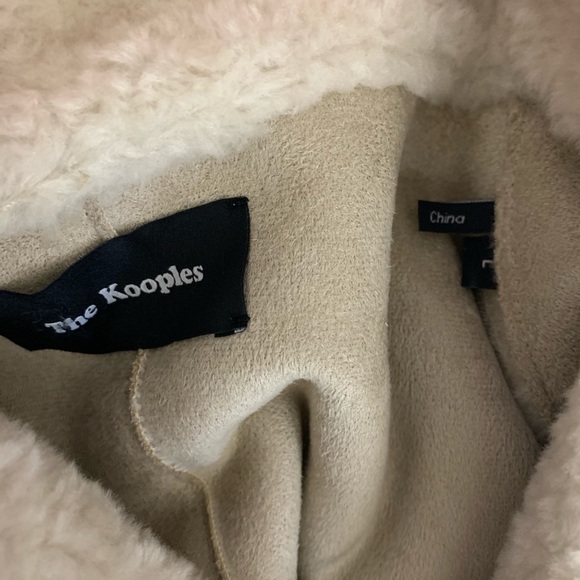 The Kooples Ivory Faux Fur Sherling Button Coat L - Picture 7 of 8